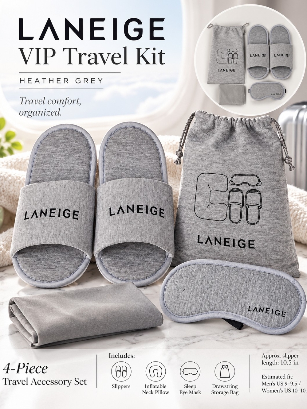LANEIGE VIP Travel Kit – 4-Piece Grey Travel Set